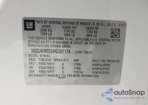 2017 Chevrolet Silverado 1500 Ls из США, поврежденный, VIN 3GCUKNEC6HG307174